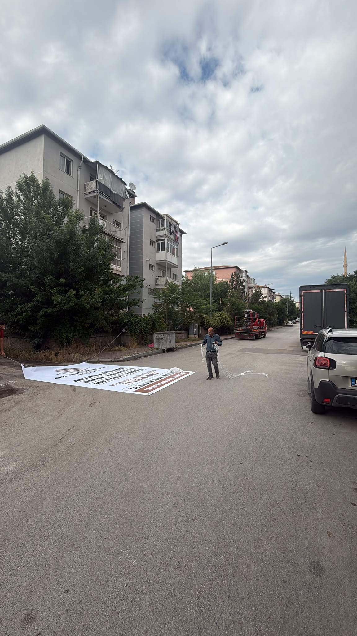 Altındağ kentsel dönüşüm bölgesinde branda germe ve yüksekte çalışma