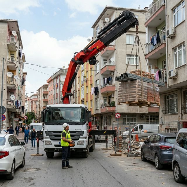 Ankara vinç kiralama projelerinde ağır inşaat malzemesi yük kaldırma ve hiyap vinç