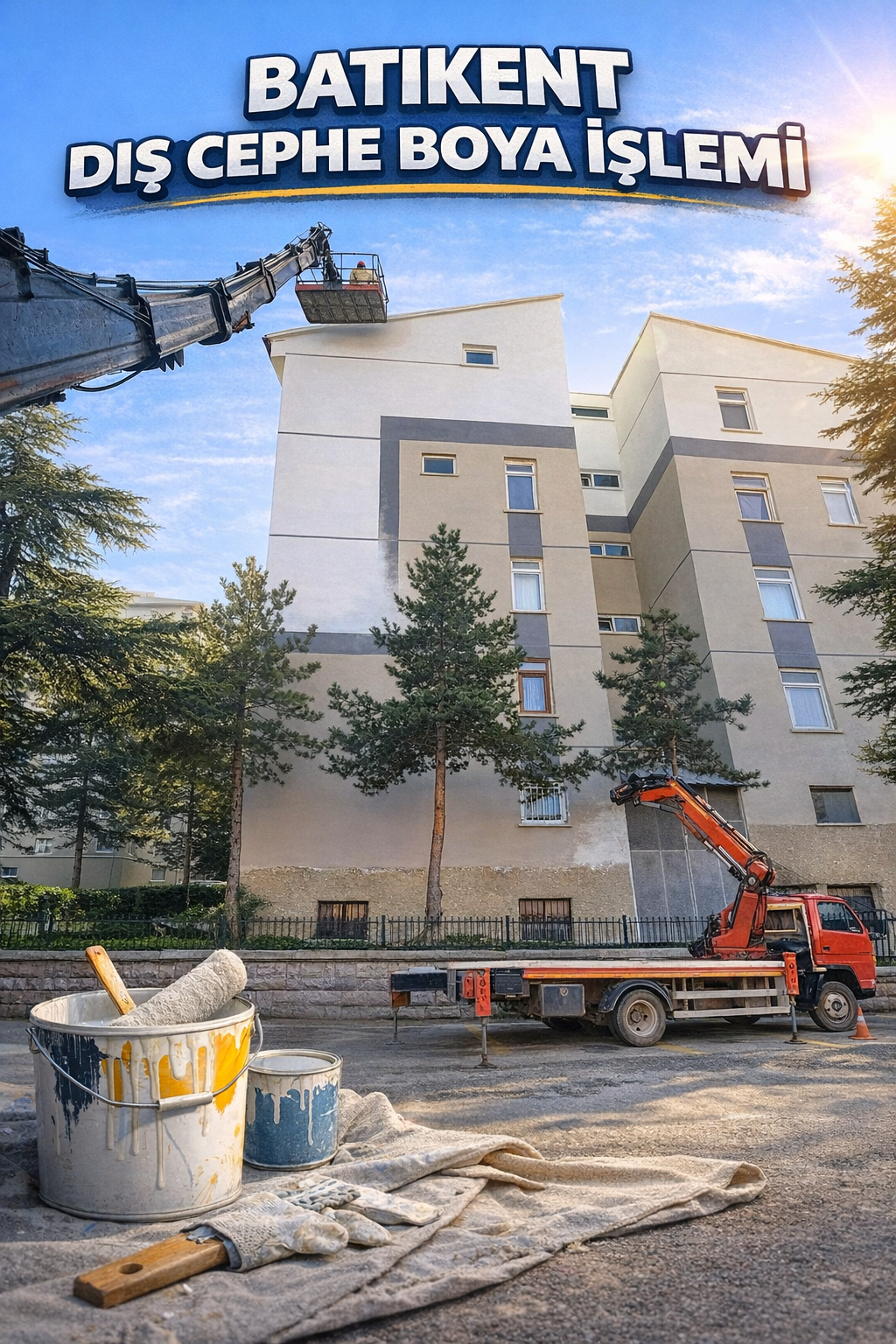 Batıkent Dış Cephe Boya | Sepetli Vinç ile Etimesgut Ankara | Ankara Sepetli Vinç